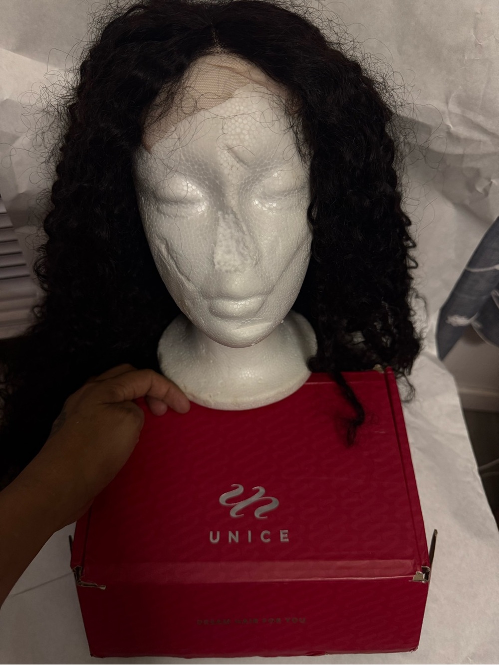 unice Black Natural Curly Lace Front Wig